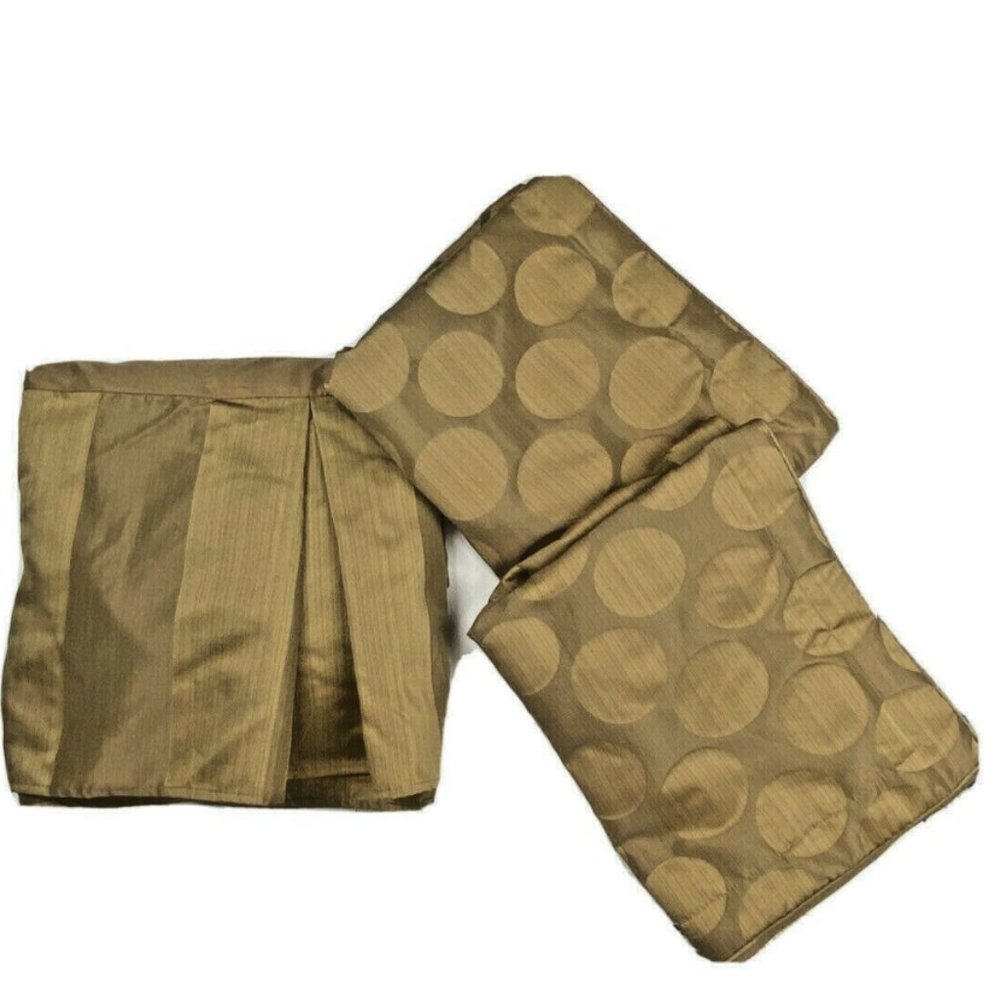 Queen Luxury Bedding Set 3 Bedskirt Shams Brown